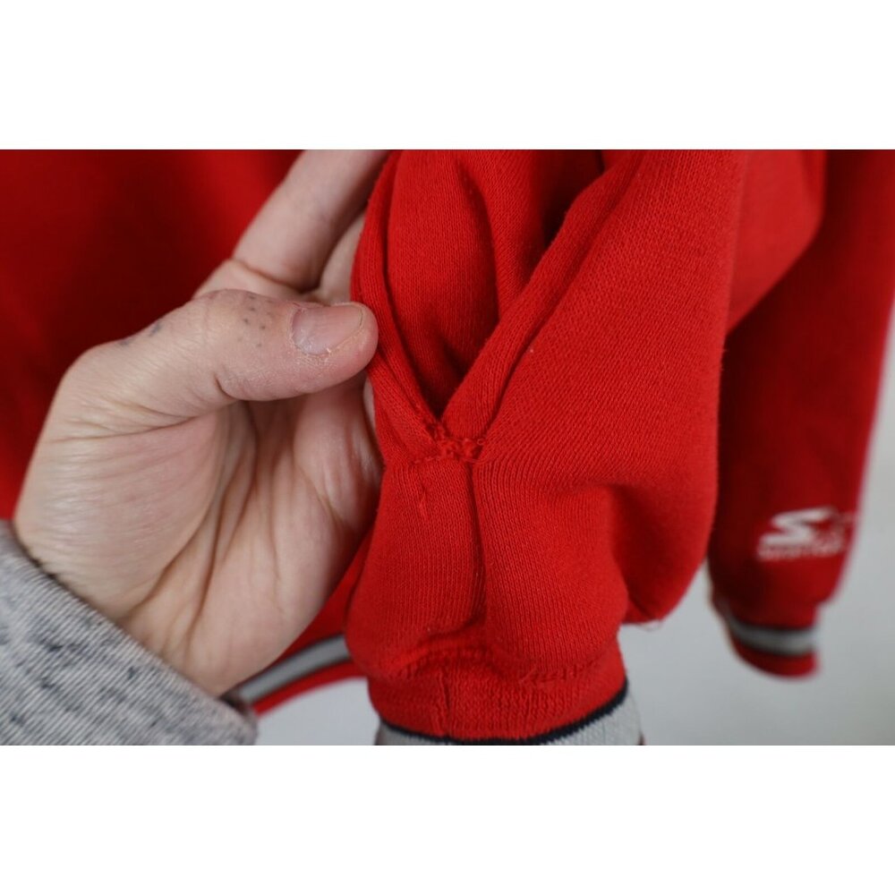 Vintage 90s Starter Mens Large Spell Out Script Ohio State University Hoodie Red - Picture 8 of 16